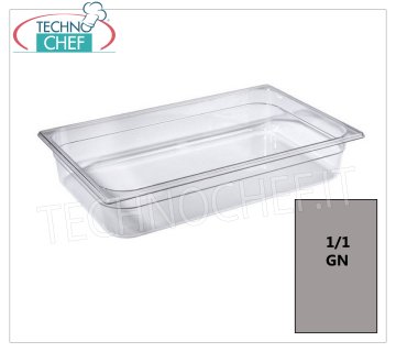 Gastronorm GN 1/1-Behälter aus Polycarbonat 1/1 Gastronorm-Tablett aus Polycarbonat, Fassungsvermögen 9,2 Liter, Abmessungen 530 x 325 x 65 mm
