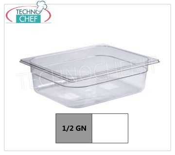 Gastronorm 1/2 Pfannen aus Polycarbonat 1/2 Gastronorm-Tablett aus Polycarbonat, Fassungsvermögen 4,1 Liter, Abmessungen 325 x 265 x 65 mm