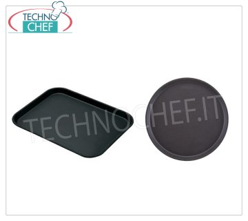Tabletts für den Barservice Rundes, rutschfestes Tablett aus schwarzem Fiberglas und Polyester, Durchmesser 35 cm