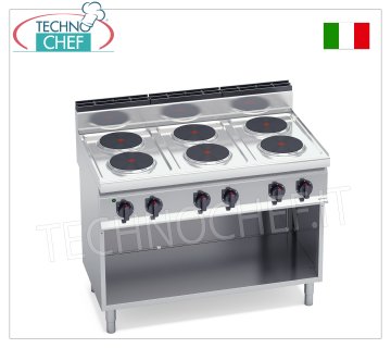 TECHNOCHEF – 6-Platten-Elektroherd auf offenem Schrank, 15,6 kW, Mod. E7P6M