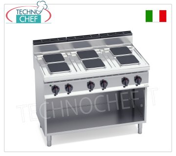 TECHNOCHEF – 6-Platten-Elektroherd auf offenem Schrank, 15,6 kW, Mod. E7PQ6M