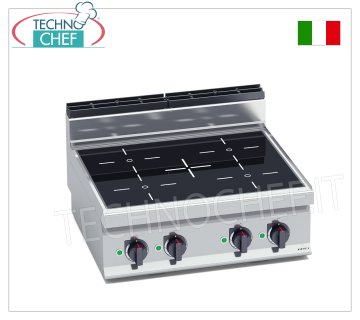 TECHNOCHEF - ELEKTROHERD 4 ZONEN mit INDUKTIONSTOPF, Kw.14, Mod.E7P4B/IND ELEKTRISCHER 4-ZONEN-INDUKTIONSKOCHTOPF, BERTOS, Serie MACROS 700, Serie POWER INDUCTION, mit 4 QUADRATISCHEN Zonen von 230 x 230 mm, UNABHÄNGIGE STEUERUNG, V.400/3+N, Kw.14,00, Gewicht 59 kg, Abm. mm .800x700x290h