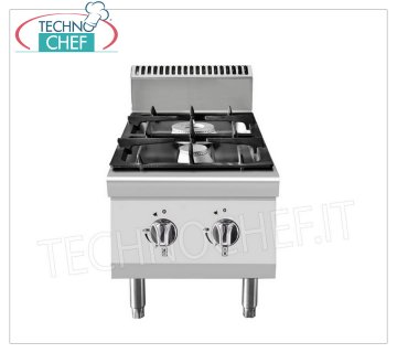 Technochef - GASKOCHER 2 BRENNER, 10,5 kW GASKOCHER MIT 2 TISCHBRENNERN, Linie 700, Heizleistung 3,5+7 kW, Abm. 400 x 700 x 547 mm