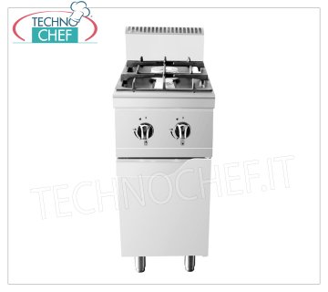 Technochef - GASKOCHER 2 BRENNER auf MOBIL, 10,5 kW GASOFEN 2 BRENNER auf MOBIL, Linie 700, thermische Leistung 3,5+7 kW, Abm. 400 x 700 x 1085 mm