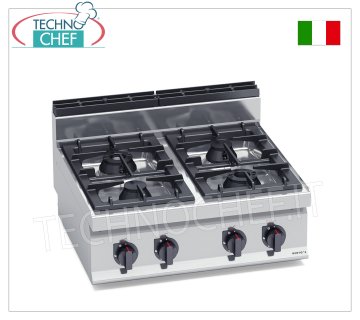 TECHNOCHEF - GASHERD 4 BRENNER OBEN, Kw.28, Mod.G7F4BP
