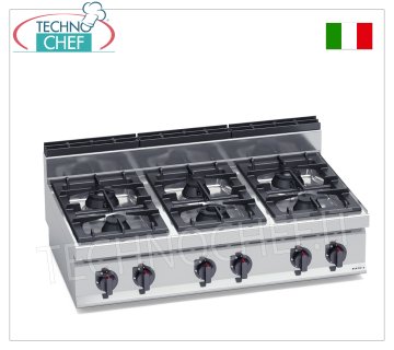 TECHNOCHEF - GASHERD 6 BRENNER OBEN, Kw.42, Mod.G7F6BP