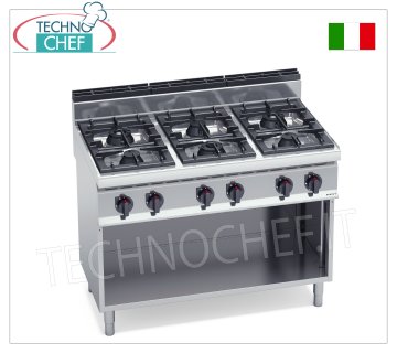 TECHNOCHEF - GASHERD 6 BRENNER auf OFFENEM SCHRANK, Kw.42, Mod.G7F6MP