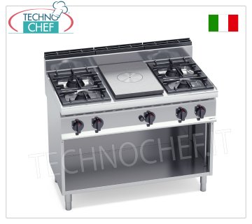 TECHNOCHEF – KOMBINIERTE KÜCHE mit Herd und 4 BRENNERN auf OFFENEM SCHRANK, Kw.28,00, Mod.G7T4P4FM