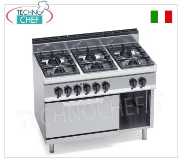 TECHNOCHEF - GASKOCHER 6 BRENNER auf ELEKTROOFEN GN 2/1, Kw.31,5+7,5, Mod.G7F6+FE GASKOCHER 6 BRENNER auf ELEKTRISCHEM OFEN GN 2/1, BERTOS, MACROS 700-Linie, HIGH POWER-Serie, thermische Leistung 31,5 kW + elektrische Leistung 7,5 kW, Gewicht 126 kg, Abm. 1200 x 700 x 900 mm