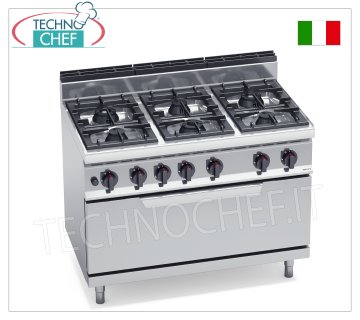 TECHNOCHEF - GASKOCHER 6 BRENNER auf GASOFEN, Kw.43,5, Mod.G7F6+T