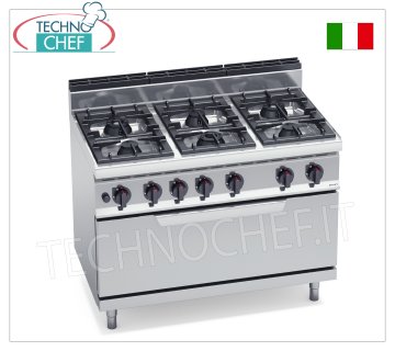 TECHNOCHEF - GASKOCHER 6 BRENNER auf GASOFEN, Kw.54, Mod.G7F6P+T