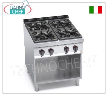 TECHNOCHEF – 4-FLAMMEN-GASHERD auf OFFENEM SCHRANK, Mod. G9F4M