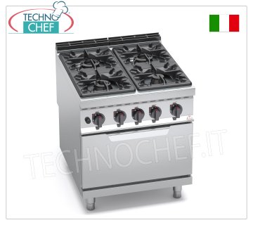 TECHNOCHEF - 4-Flammen-Gasherd auf GN 2/1-Gasofen, Mod. G9F4+FG