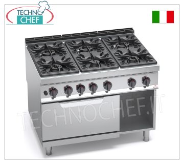 TECHNOCHEF - GASKOCHER 6 BRENNER auf GASOFEN GN 2/1, Mod. G9F6+FG