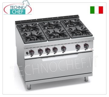 TECHNOCHEF - GASKOCHER 6 BRENNER auf GASOFEN, Mod. G9F6+T