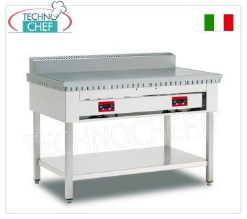 ELEKTRO-Piadina-Herd mit STAHLPLATTE, Version auf Beinen mit unterer Ablage,