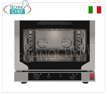 ELEKTRISCHER KONVEKTIONSOFEN MIT UMLUFT, GRILL und BEFEUCHTUNGSGERÄT, Professional, mit Garraum für 4 GASTRO-NORM 1/1 BLECHE (530x325 mm), ELEKTROMECHANISCHE STEUERUNG, V.400/3+N, 5,2 kW, Gewicht 52 kg, Maße 784x754x634 mm