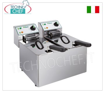 FIMAR - Technochef, elektrische Tischfritteuse, 2 unabhängige Tanks mit 4+4 Litern, Mod.FR44N
