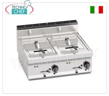 TECHNOCHEF – ELEKTRISCHE THEKENFRITEUSE, ANGETRIEBEN, 2 TANKS à 10+10 Liter, Mod.E7F10-8BS