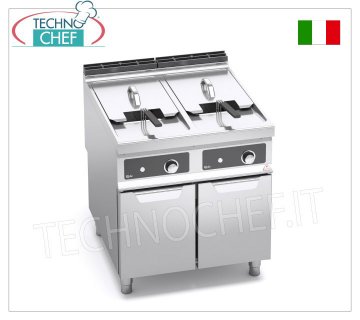 TECHNOCHEF – ELEKTRISCHE FRITEUSE auf MOBIL, 2 TANKS à 22+22 Liter, ANGETRIEBET, Mod.E9F22-8MS-BF