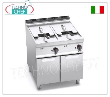 TECHNOCHEF – ELEKTRISCHE FRITEUSE auf MOBIL, 2 TANKS von 22+22 Litern, analoge Steuerung, Mod.E9F22-8M