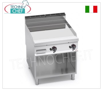 GAS-GRILLPLATTE mit GLATTER Verbundplatte, Mod. G9FL8M-2/CPD GASGRILLPLATTE mit GLATTER PLATTE, BERTO'S MAXIMA 900-Linie, TOP-Modul mit 796X667 mm KOCHFLÄCHE, Wärmeleistung kW. 20, Gewicht 122 kg, Abm.mm.800x900x900h