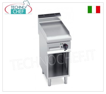 ELEKTRISCHE GRILLPLATTE mit GLATTER PLATTE in MULTIPAN, auf OFFENEM SCHRANK, Mod.E7FL4MP