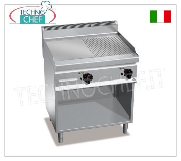 ELEKTRISCHE GRILLBRILLE mit MULTIPAN-PLATTE 1/2 GLATT und 1/2 GERIPPT, Mod. E7FM8MP-2