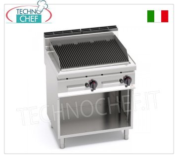 TECHNOCHEF - GAS-LAVA-STEINGRILL, DOPPELMODUL auf OFFENEM SCHRANK, Mod.PLG80M/G