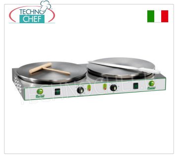 Technochef - Professioneller elektrischer Crêpes-Maker, 2 Gusseisenplatten Ø 400 mm, Mod.CRP42