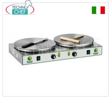 Technochef – Professioneller elektrischer Crêpes-Maker, 2 Gusseisenplatten Ø 350 mm, Mod.CRP2N