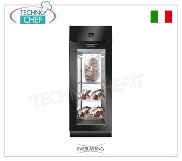 FLEISCHREIFSCHRANK, Schwarz 1 GLASTür, Max. Belastung 150 kg, Mod. FLEISCH PANORAMA 700 SCHWARZ