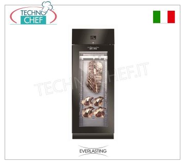 FLEISCHREIFSCHRANK, Schwarz, 1 GLASTÜR, max. Belastung 150 kg, Mod. STG MEAT 700 SCHWARZ