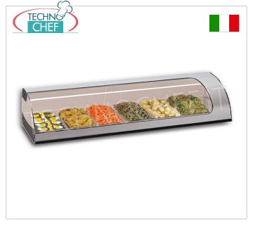 Technochef – BEHEIZTER THEKENVORSTELLSCHRANK mit GEBOGENEM GLAS, Temp.+30°/+60°C