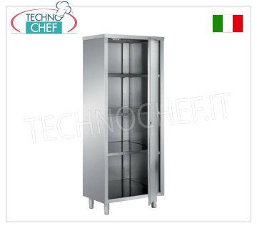 Geschirrschrank aus Edelstahl 304 mit Flügeltür und 3 Zwischenböden, Tiefe 60 cm - Höhe 170 cm