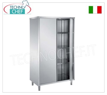 Geschirrschrank aus Edelstahl 304 mit Flügeltüren und 3 Zwischenböden, Tiefe 60 cm - Höhe 170 cm