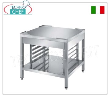 Edelstahl-Grundträger für Backöfen, komplett mit 7 Führungen für Gastronorm-2/1-Tabletts (65 x 53 cm)
