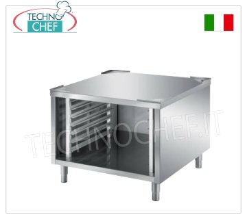 Edelstahl-Grundträger für Backöfen, komplett mit 7 Führungen für Gastronorm-2/1-Tabletts (65 x 53 cm)
