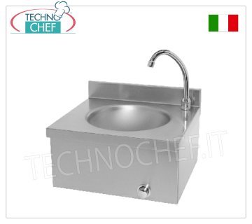 Handwaschbecken mit Kniebedienung und zeitgesteuertem Wasserhahn, Abm. mm 400x350x260h