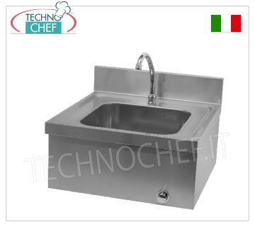 HANDWASCHBECKEN mit KNIESTEUERUNG und zeitgesteuertem Wasserhahn, Abm. mm 330x330x170h