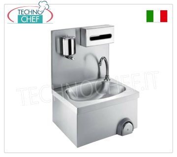 Handwaschbecken mit hoher Rückenlehne, mit Kniebedienung, Abm. mm 500x400x520h