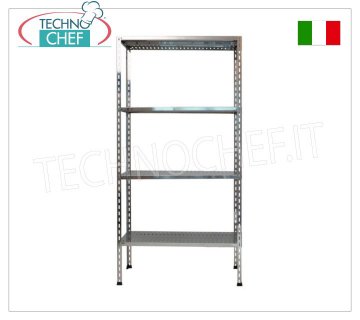 TECHNOCHEF - Edelstahlregal, Modul mit 4 Schlitzböden, 30 cm tief, 180 cm hoch.