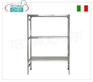 TECHNOCHEF - Edelstahlregal, Modul mit 3 Schlitzböden, 40 cm tief, 150 cm hoch.