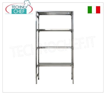 TECHNOCHEF - Edelstahlregal, Module mit 4 Schlitzböden, 60 cm tief, 180 cm hoch.