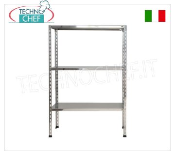TECHNOCHEF - Edelstahlregal, Modul mit 3 glatten Böden, 30 cm tief, 150 cm hoch.