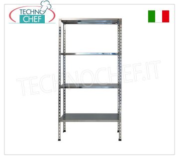 TECHNOCHEF - Edelstahlregal, Modul mit 4 glatten Böden, 60 cm tief, 180 cm hoch.