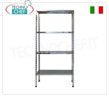 TECHNOCHEF - Edelstahlregal, Modul mit 4 glatten Böden, 40 cm tief, 200 cm hoch.