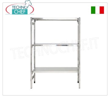 TECHNOCHEF - Edelstahlregal, Modul mit 3 glatten Böden, TIEFE 60 cm, HÖHE 150 cm.
