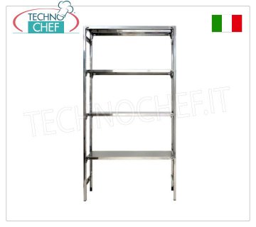 TECHNOCHEF - Edelstahlregal, Modul mit 4 glatten Böden, TIEFE 50 cm, HÖHE 180 cm.