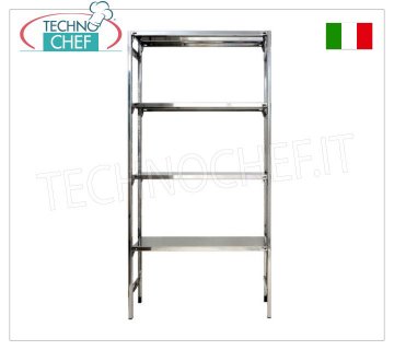 TECHNOCHEF - Edelstahlregal, Modul mit 4 glatten Böden, TIEFE 60 cm, HÖHE 200 cm.